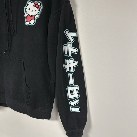 Hello Kitty Black Sanrio Hoodie with Japanese Graphic Sleeves - Size S/M - Picture 4 of 6